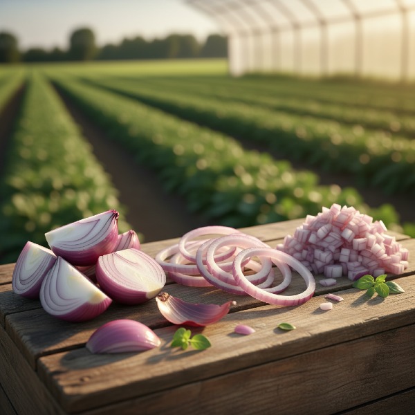 Lilahagyma negyedelt / szeletelt / kockázott